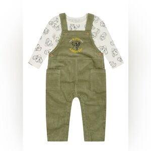 NWOT Disney Olive Corduroy Overalls 2 Piece